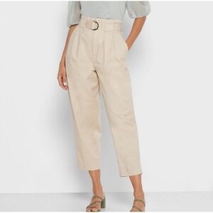 Banana Republic Twill Belted High-Rise‎ Tapered Utility Pants Beige Size 12R